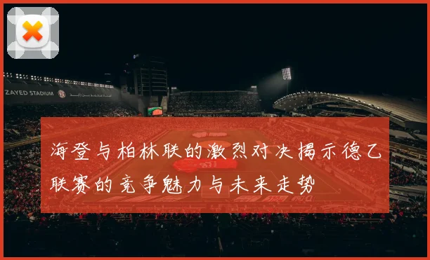 海登与柏林联的激烈对决揭示德乙联赛的竞争魅力与未来走势
